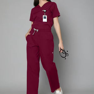 Hospital Unisex Medical Scrubs Set with Poly Coton Fabric Customized Colors OEM Embossed Printing - Product Image 1