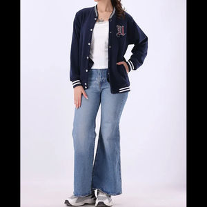 Chaqueta Varsity para Mujer, Mangas de Cuero y Lana, Relleno de Algodón, Forro de Nailon, Impermeable, Secado Rápido, Transpirable, Color Liso, Invierno, Personalizada - Product Image 4