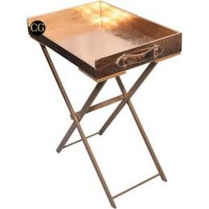 Modern Metal <b>Serving</b> <b>Tray</b> Foldable Stand for Easy Storage with Golden Stand <b>Black</b> Powder Coated Finished Top for Easy Storage - Product Image 5