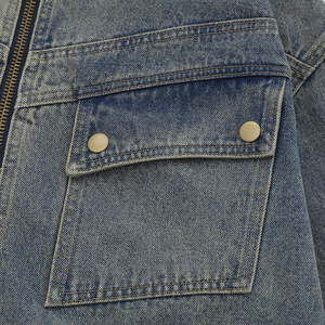 Vestes en Denim pour Hommes Tissus Denim Lavé Personnalisé avec Fermeture à Glissière en Détresse - Product Image 4