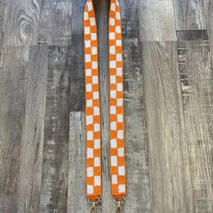 Checkerboard Beaded <b>Purse</b> Strap OrangeWhite - Product Image 1