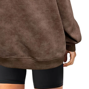 Personalizado 100% algodón serigrafiado elegante mujeres sudaderas a prueba de viento calle moda señoras Sudadera con capucha lavado ácido Sudadera Mujer - Product Image 6