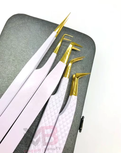 Nouveauté Pince à épiler professionnelle personnalisée pour cils Or blanc Acier inoxydable Pince à épiler lisse pour cils - Product Image 3