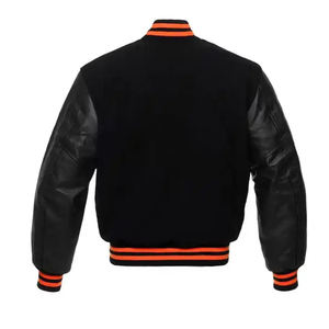 OEM chaqueta Letterman sostenible para los hombres con bordado de chenilla y mangas de cuero multicolor chaquetas universitarias de tela de satén - Product Image 3