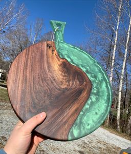 Unique epoxy resin <b>wood</b> chopping board with multicolor resin accents artisan resin wooden cutting board for restaurants and home - Product Image 1