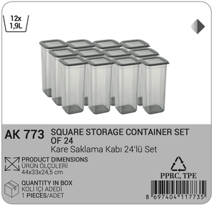 Ensemble de 24 récipients de stockage d'aliments carrés de 1,9 L avec couvercles en silicone, organisateur de garde-manger en plastique hermétique et étanche pour marchandises sèches - Product Image 2