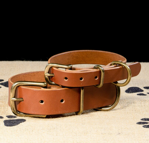 Collier pour chien en cuir-Bride anglaise marron moyen en cuir (laiton antique haut lévrier et Whippet - Product Image 1