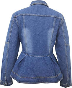 Chaqueta vaquera informal de Invierno para mujer de alta calidad estilo corto azul claro 100% algodón transpirable - Product Image 3