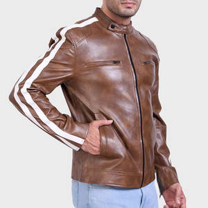 Veste en cuir de motard pour hommes de style basique de bonne qualité au design unique Veste en cuir pour hommes à arrivée fraîche et lourde - Product Image 2