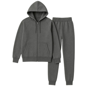 Ensemble de survêtement d'hiver tendance pour homme en coton/polyester, décontracté, en molleton uni respirant, personnalisable, OEM, pour l'entraînement, 2 pièces - Product Image 1