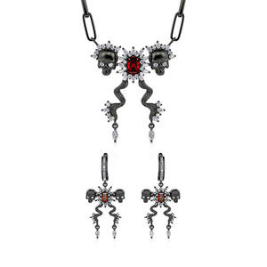Conjunto de Joyería de Plata de Ley con Diseño de Dos Calaveras Jeulia Death Stare - Product Image 1