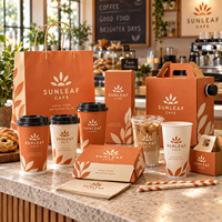 Ensemble d'emballages personnalisés AT PACK pour café avec logo, sacs en papier, gobelets à café, boîtes alimentaires et fournitures à emporter pour la marque des restaurants