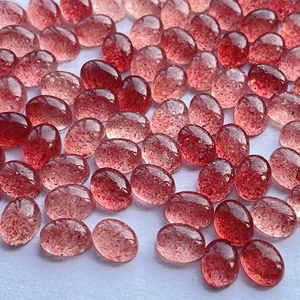 Natural <b>Strawberry</b> Quartz Oval Cabochon Gemstone 3x5mm 13x18mm Flat Back Loose Gemstones - Product Image 1