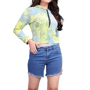 Sublimación Impresión Cómodo Ajuste Mujeres Crop Top Sudadera con capucha para la venta Fabricado profesionalmente Mujeres Crop Hoodies - Product Image 1