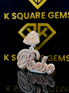 จี้โลโก้ที่กำหนดเอง VVS Moissanite จี้ชื่อเพชรโมอิสแบบกำหนดเองจี้กุหลาบชุบทองแบบกำหนดเองจี้ฮิปฮอปสีเงิน - Product Image 2