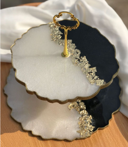 Présentoir à gâteau en résine époxy à design floral Présentoir à gâteau en résine pour mariage, hôtel et maison, pour tasse et gâteau, design et taille personnalisées - Product Image 4