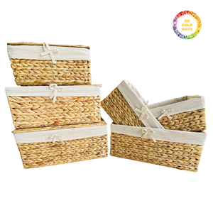 Panier en jacinthe d'eau tressée pour le rangement et la décoration - Product Image 6