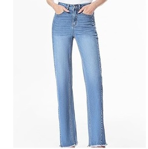 Pantalones Vaqueros Azules Personalizados de Moda, Estilo Baggy, Rectos, Ajustados, con Cierre, Estilo Hip Hop, Corte Regular, Frente Plano - Product Image 1