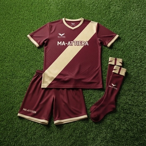 Uniforme de Fútbol para Hombre MA-ATTIERA, Personalizable, Color Granate y Dorado, Franja Diagonal, Impresión por Sublimación, Transpirable, Poliéster, Talla Adulto - Product Image 5