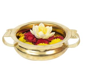 Bol à fleurs décoratif Urli URLIS moderne en laiton poli aluminium laiton pour mariage Diwali fête romantique décoration de mariage - Product Image 2