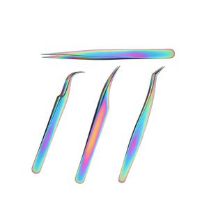 Pinzas de pestañas arcoíris chapadas en titanio personalizadas Extensión de pestañas postizas Pinzas de pestañas - Product Image 6