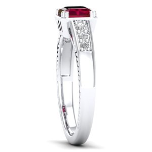 Anillo de Plata de Ley 925 con Gema de Rubí de Corte Princesa de Alta Calidad de 0.75 Quilates y Moissanita, Regalo de Compromiso, Joyería Fina - Product Image 3