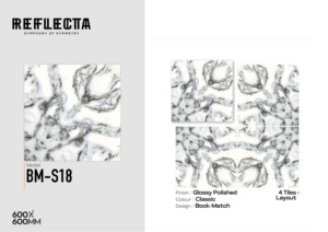 Azulejos de Porcelana Vitrificada con Diseño BookMatch de 60x60 cm, Acabado Brillante BM S18, Diseño Español, Azulejos de 600x600 mm para Sala de Estar y Dormitorio - Product Image 2
