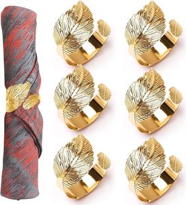 Servilletero de aleación Mertal en forma de hoja dorada para decoración de fiestas, añade un toque elegante a tu mesa de comedor - Product Image 5