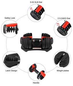 SK Wholesale Ensembles d'haltères réglables 24/40kg 55lb, Haltères à cadran, Équipement de gym avec logo personnalisé pour l'entraînement de force - Product Image 3