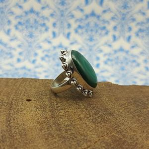 Malachite sud-ouest népalais Design 925 argent bohème bague malachite naturelle bague en gros artisan artisanat bijoux en argent - Product Image 3