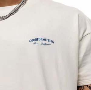 เสื้อยืดออกกำลังกายฮิปฮอปผ้าฝ้าย 100% แบบสั่งทำพิเศษ (OEM) เป็นมิตรกับสิ่งแวดล้อม แขนสั้น ทรงโอเวอร์ไซส์ พร้อมโลโก้สั่งทำ - Product Image 5