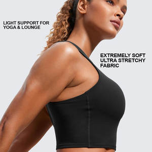 Sujetador de espalda cruzada recortada ajustada en color sólido, top de Yoga de secado rápido moderno y funcional para entrenamiento diario - Product Image 3