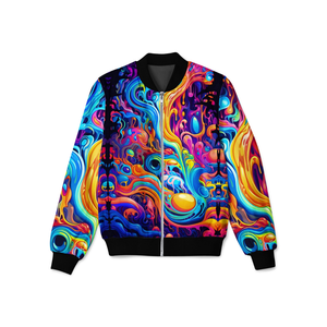 Chaqueta Bomber con cremallera de poliéster 100% transpirable Unisex MOQ bajo lona estampada completa para invierno ropa de invierno para hombres y mujeres - Product Image 1