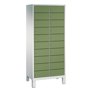 C+P Armadietto di Ricarica Cabo-Plus, 10 x 2 Scomparti, 800 x 500 x 1850 mm, su Piedi, Verde Reseda - Product Image 1