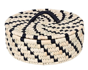 Bas prix multicolore tissé à la main conceptions apaisantes panier d'herbe en osier naturel Moonj avec couvercle pour la décoration de la maison - Product Image 2