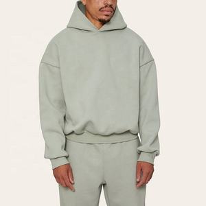 Venta al por mayor logotipo personalizado 100% algodón color negro sudaderas con capucha para hombre liso en blanco peso pesado suelto gota hombro Sudadera con capucha de gran tamaño - Product Image 1