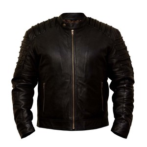 Chaqueta de cuero en blanco con cuello estándar arriba, chaqueta de moto suave de piel de vaca hecha a medida con Chaleco de cuero - Product Image 5