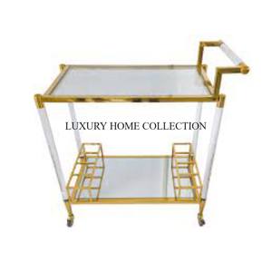 Top-rated Modern Design 2 Tier Metal Serving Trolley with Marble Tray Durable <b>Wheels</b> and Convenient Storage Options - Product Image 6