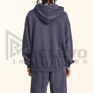 Sudadera con Capucha Morada Lavada al Ácido para Hombre, Gruesa, 100% Algodón, Talla Grande, Invierno, Forro Polar, Estilo Urbano - Product Image 2