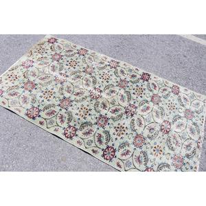 Tapis vintage 3,4x6,3 pieds, tapis turc en laine unie vert rose - Product Image 4