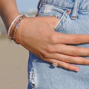 Simple brillante y radiante el anillo de diamante floral Halo estilo racimo ovalado y redondo rosa corte laboratorio diamante mejor regalo para her-DS0638 - Product Image 2