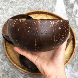 ชุดชามเปลือกมะพร้าวทำมือ ปลอดสาร BPA ย่อยสลายได้ พร้อมสลักโลโก้ด้วยเลเซอร์ตามสั่ง สำหรับสมูทตี้ฤดูร้อน เครื่องครัวเวียดนาม - Product Image 3