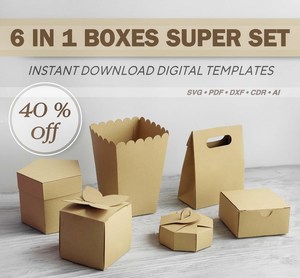 Pour <span class=keywords><strong>Cricut</strong></span> Laser Cut SVG Modèles pour Coffrets Cadeaux Carton Ondulé Octogonal Explosion Carré Sac Popcorn Pentagonal Favor Boîtes - Product Image 2