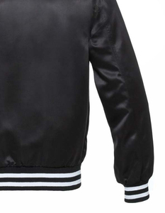 Chaqueta Deportiva Personalizada para Equipo, Blanca y Negra, de Béisbol, Chaquetas Varsity de Satén para Hombre, Chaqueta Bomber de Satén de Alta Calidad Personalizada para Hombre - Product Image 5