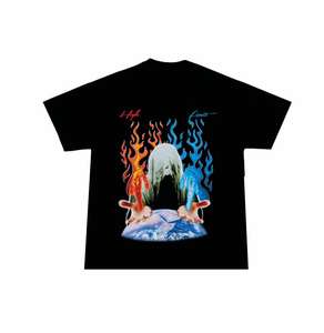 Camiseta de manga corta de gran tamaño con estampado de tela de rizo y cuello redondo con estampado digital - Product Image 6