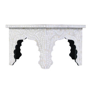 Table basse moderne écologique avec incrustation de nacre, motifs contemporains, fabrication artisanale - Product Image 4