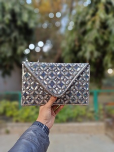 Authentic Vintage Indian Handmade Clutch Purse Large Capacity Women's Fashion <b>Sling</b> Hand Bag Handcrafted Eco-Friendly Chains - Product Image 5