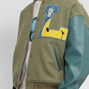 แจ็กเก็ตทีมชาตินักกีฬาสำหรับผู้ชายแจ็คเก็ตบอมเบอร์แจ็คเก็ตลายตัวอักษรเลตเทอร์แมนมหาวิทยาลัยเบสบอล - Product Image 5