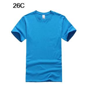 Venta al por mayor de alta calidad Color sólido 180gsm camisetas algodón logotipo personalizado impreso liso cuello redondo Camiseta 1 Deluxe mezcla camiseta - Product Image 6