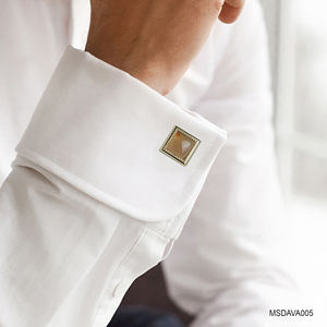 Mancuernillas de Ágata Amarilla Fengshui para Hombre, Oro de 18K Premium - MSDAVA005 |   Colección Tinh Vu |   Vietnam - Product Image 3